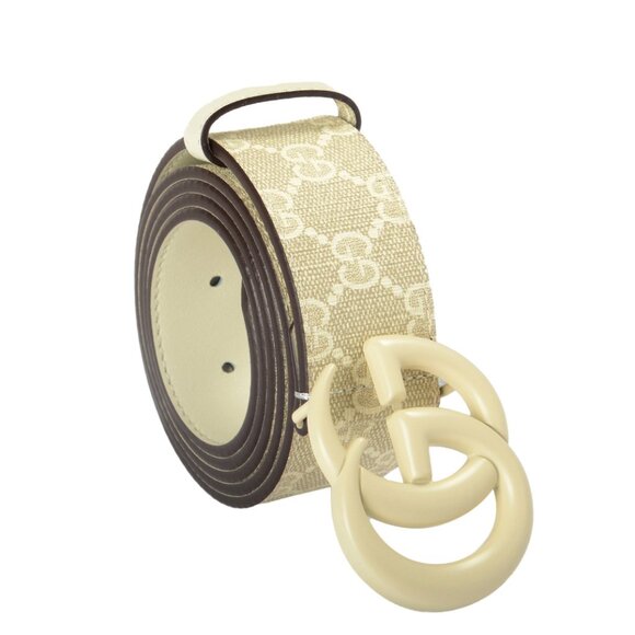 Gucci 100% Leather Double G Buckle Guccisima Print Belt US 38 IT 95